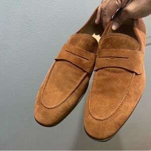 NWT Barneys New York Men's Tan Brown Suede Loafers Sz 13 (46)